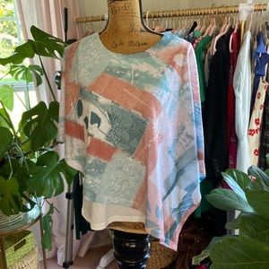 Chicos Double Layer Poncho Tank Blouse Sz M